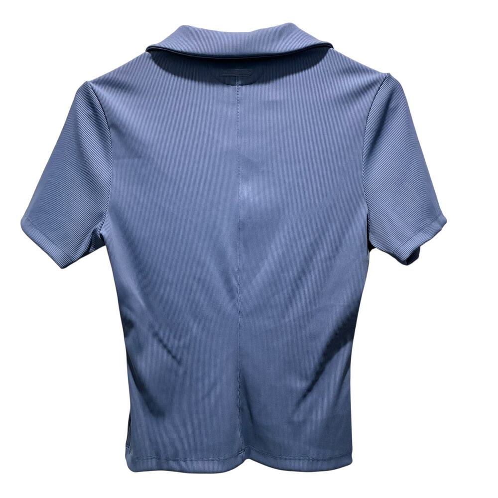 Travis Mathew Top Movement Short Sleeve V Neck Polo Shirt Blue Womens Small New - Picture 4 of 13